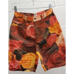 Moschino Vintage Shorts Yellow Roses High Waisted 26 in Waist MOSCHINO JEANS 90s